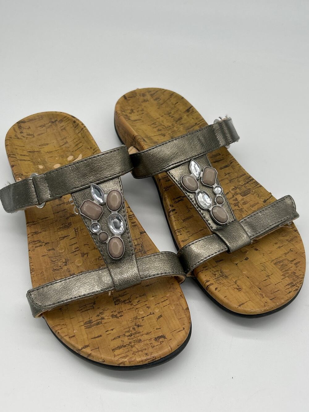 Vionic Viviana Embellished Metallic Leather Sandals Size 7 Boho Comfort